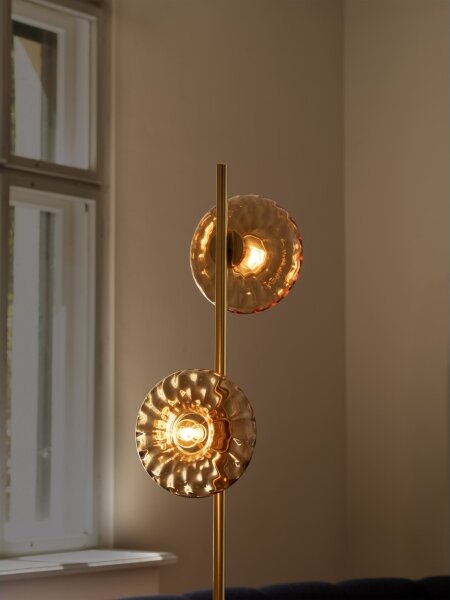 Osram - Stojací lampa GOLD GLASS 2xE14/12W/230V zlatá/kouřová béžová
