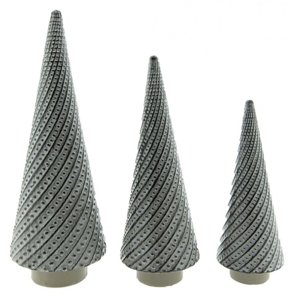 Šedý porcelánový dekorační vánoční stromek S – 8x22 cm