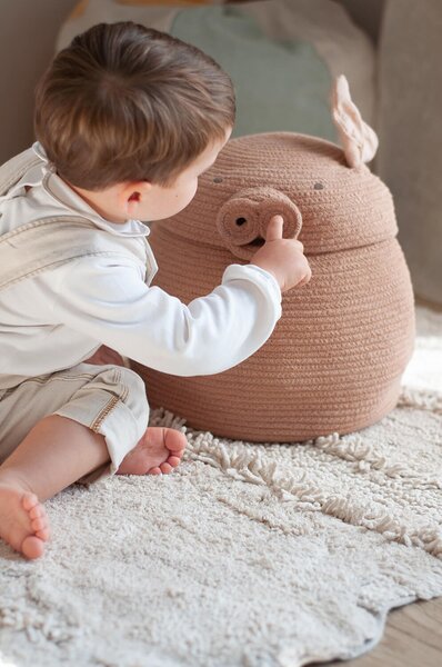 Dětský úložný koš piggi růžový