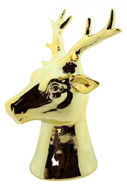 Zlatá porcelánová dekorace Jelen S – 7x6x12 cm