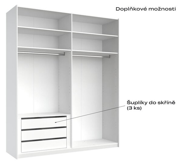 Skříň s posuvnými dveřmi 2,0x2,4m (Dveře Lesklé Bílé/Zrcadlo), série N Family