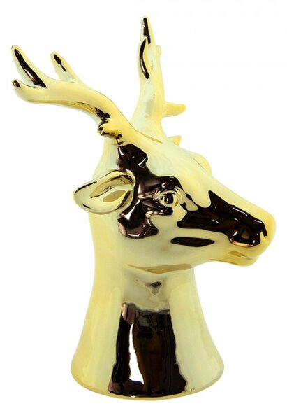 Zlatá porcelánová dekorace Jelen S – 7x6x12 cm