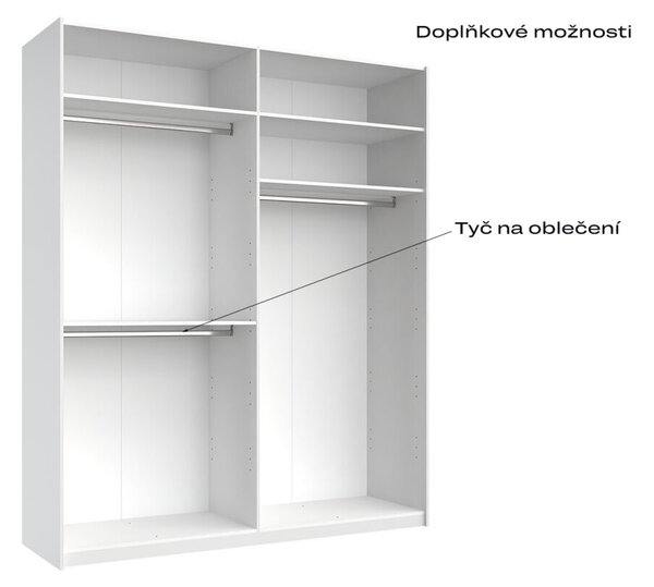 Skříň s posuvnými dveřmi 2,0x2,4m (Dveře Lesklé Bílé/Zrcadlo), série N Family