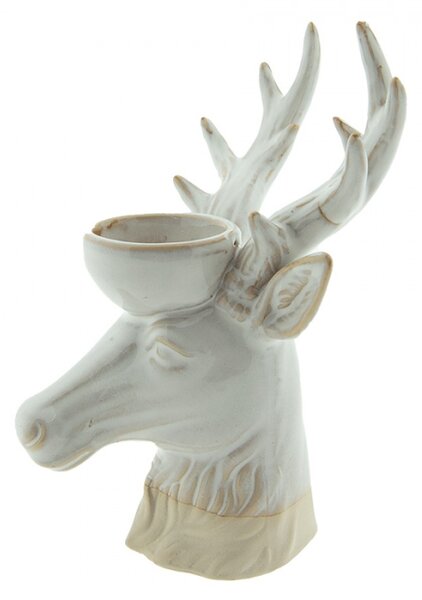 Béžový porcelánový svícen na čajovou svíčku Jelen Gerjen – 15x12x21 cm