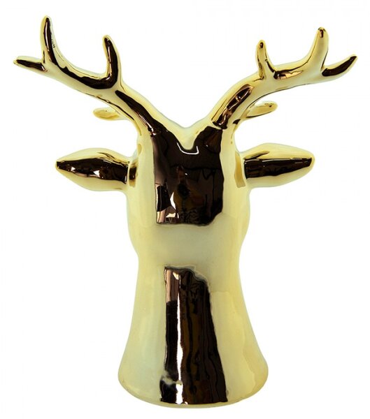 Zlatá porcelánová dekorace Jelen S – 7x6x12 cm