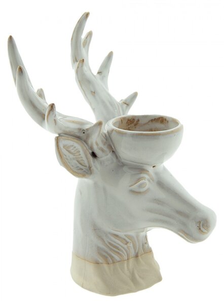 Béžový porcelánový svícen na čajovou svíčku Jelen Gerjen – 15x12x21 cm