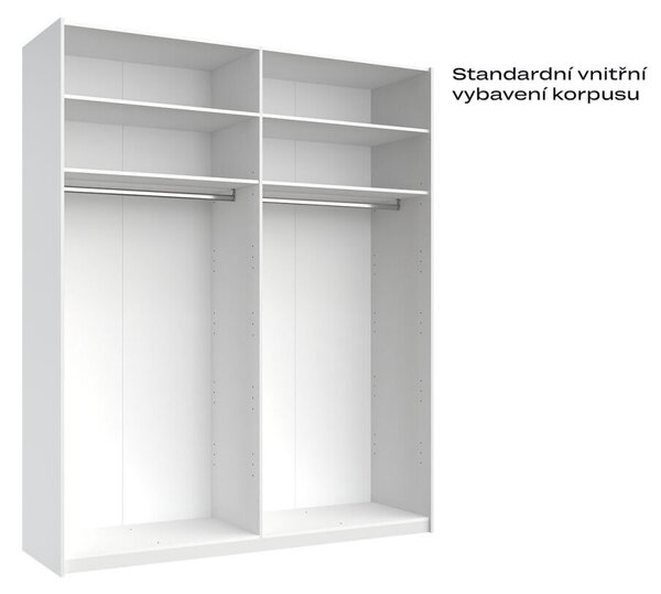 Skříň s posuvnými dveřmi 2,0x2,4m (Dveře Lesklé Bílé/Zrcadlo), série N Family