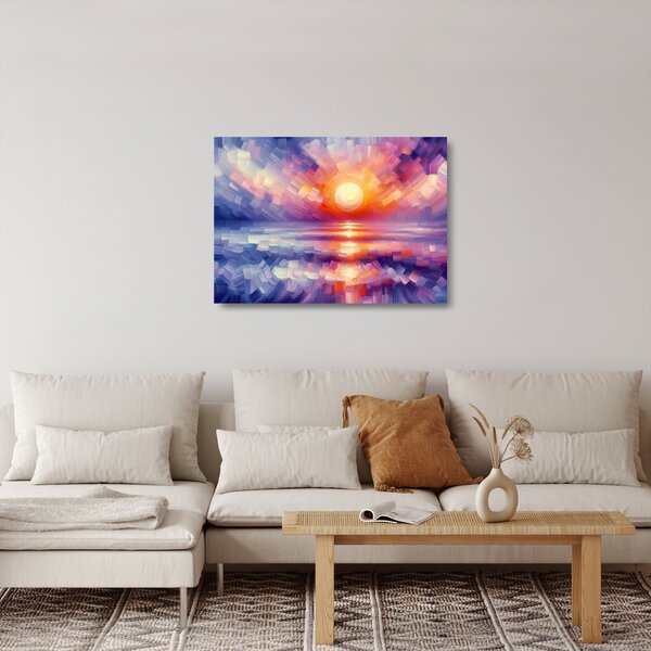 Skleněný obraz - Barevný umělecký západ slunce (70x50 cm)
