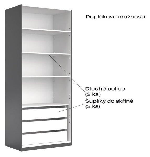 Skříň 2d bez zrcadel, série H, grafit Doni