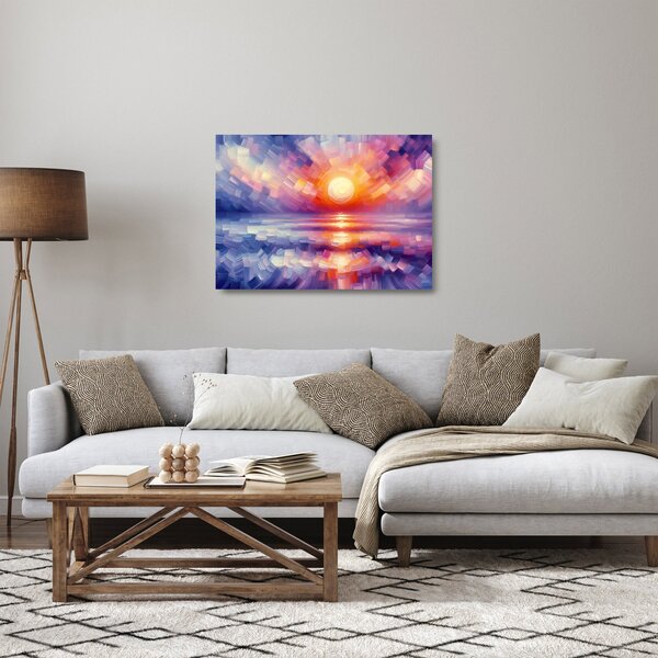 Skleněný obraz - Barevný umělecký západ slunce (70x50 cm)