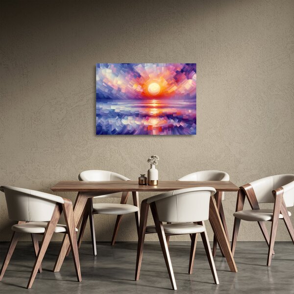 Skleněný obraz - Barevný umělecký západ slunce (70x50 cm)