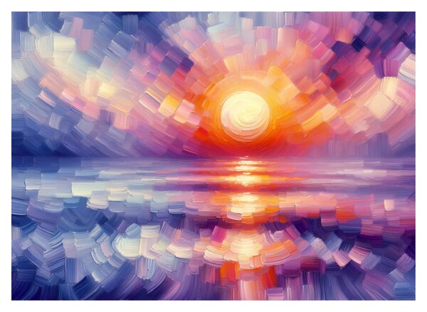 Skleněný obraz - Barevný umělecký západ slunce (70x50 cm)