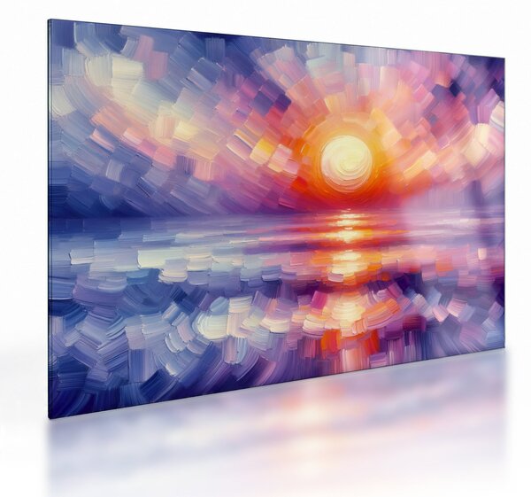 Skleněný obraz - Barevný umělecký západ slunce (70x50 cm)