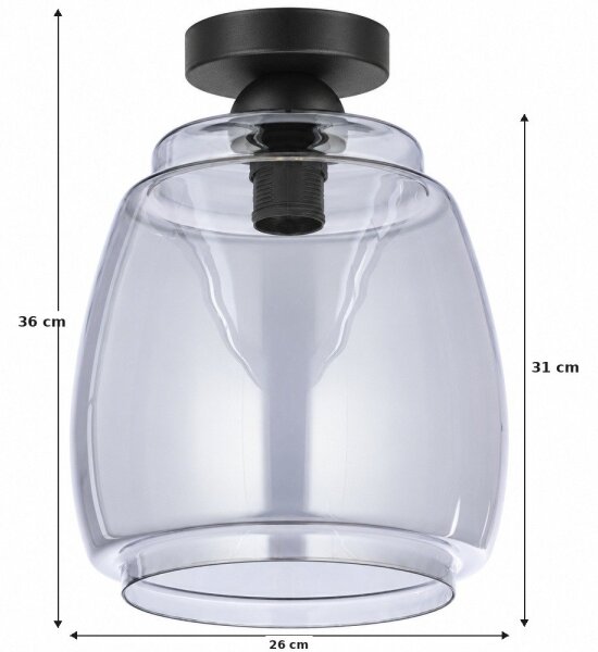 BRILAGI - LED Stropní svítidlo R GLASS 1xE27/60W/230V pr. 26 cm černá/kouř šedá