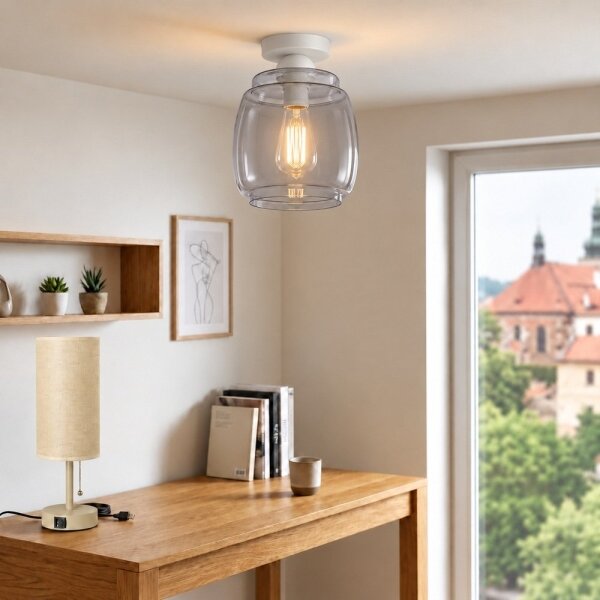 BRILAGI - LED Stropní svítidlo R GLASS 1xE27/60W/230V pr. 26 cm bílá/kouř šedá