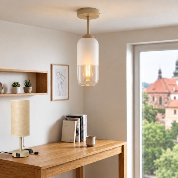 BRILAGI - LED Přisazený lustr RETRO GLASS 1xE27/60W/230V pr. 14 cm béžová/bílá