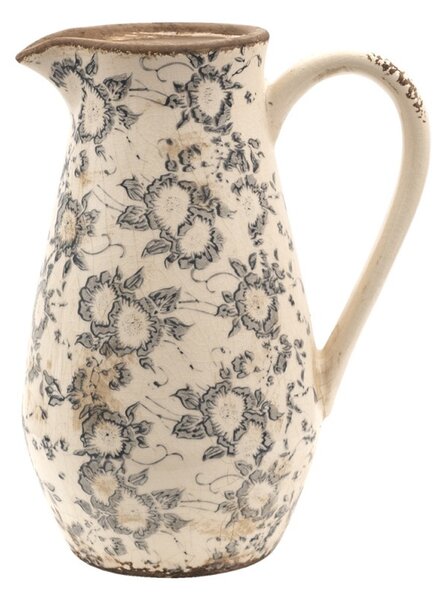 Keramický dekorační džbán se šedými květy Rente M – 20x14x25 cm
