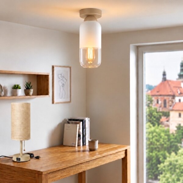 BRILAGI - LED Stropní svítidlo RETRO GLASS 1xE27/60W/230V pr. 14 cm béžová/bílá