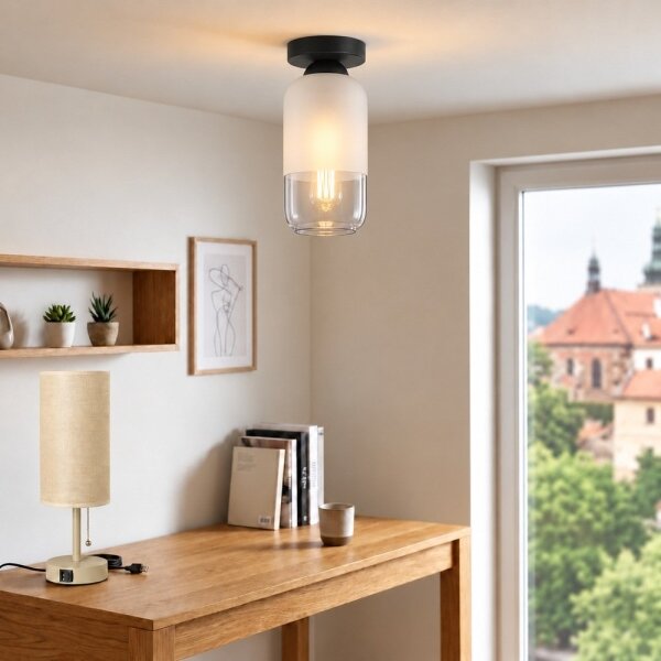 BRILAGI - LED Stropní svítidlo RETRO GLASS 1xE27/60W/230V pr. 14 cm černá/bílá