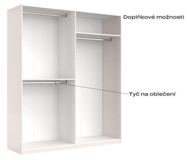 Skříň 4D (bez zrcadel), série N, bílý lesk Luiza
