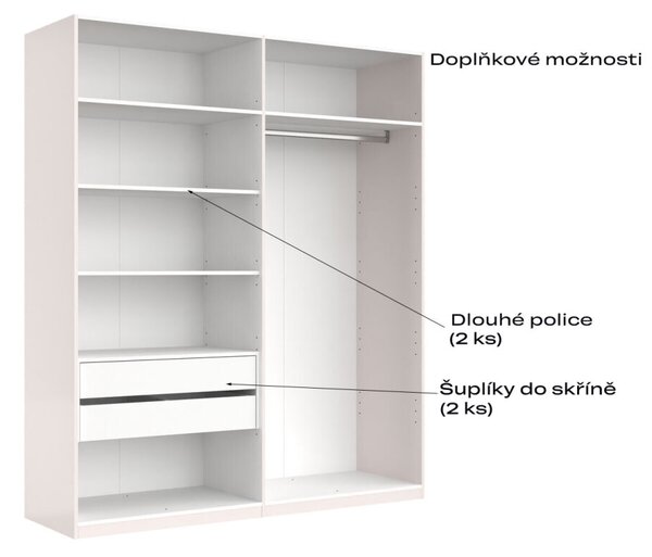 Skříň 4D (bez zrcadel), série N, bílý lesk Luiza