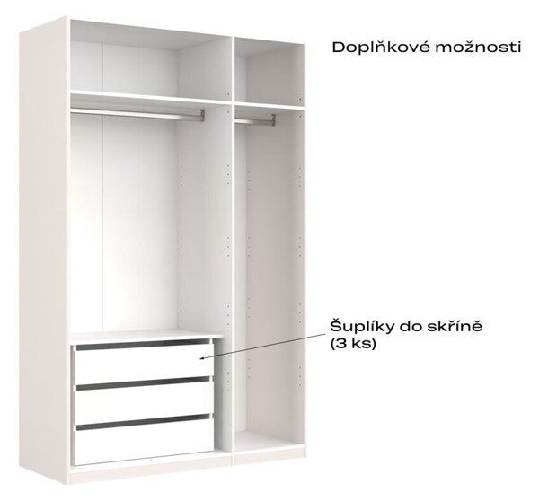 Skříň 3dveřová bez zrcadel Lesklý kašmír série N Lily