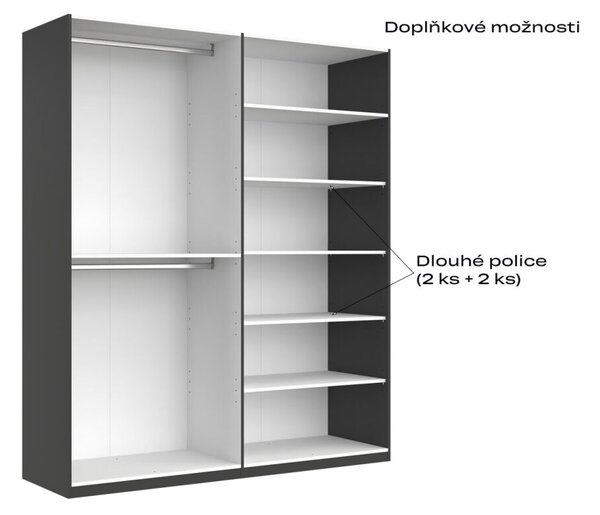 Skříň 4d bez zrcadel, série H, grafit Doni