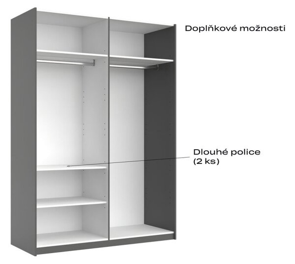 Skříň s posuvnými dveřmi 1,5x2,1 m (Dveře Grafit/Zrcadlo) série N Dominika