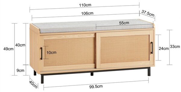 Sobuy Fsr154-N Lavice Na Boty Lavice Do Předsíně Truhla Na Boty Lavice Sedací Komodapřírodní 110 X 49 X 40 Cm