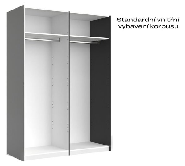 Skříň s posuvnými dveřmi 1,5x2,1 m (Dveře Grafit/Zrcadlo) série N Dominika