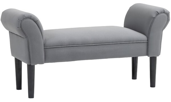 HOMCOM Lavice na postel, čalouněná lavice, sedací lavice, chodbová lavice do ložnice, nosnost až 130 kg, plátno, tmavě šedá, 102 x 36 x 51 cm | Aosom