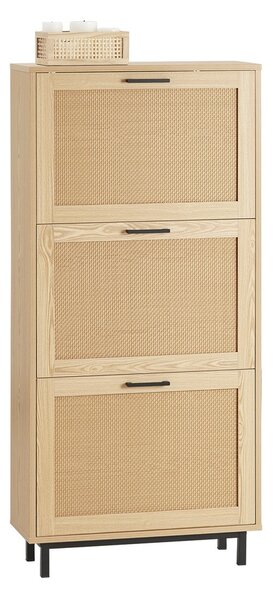 Sobuy Fsr155-N Výklopný Botník Úzký Botník Komoda Na Boty Přírodní 60 X 127 X 24 Cm