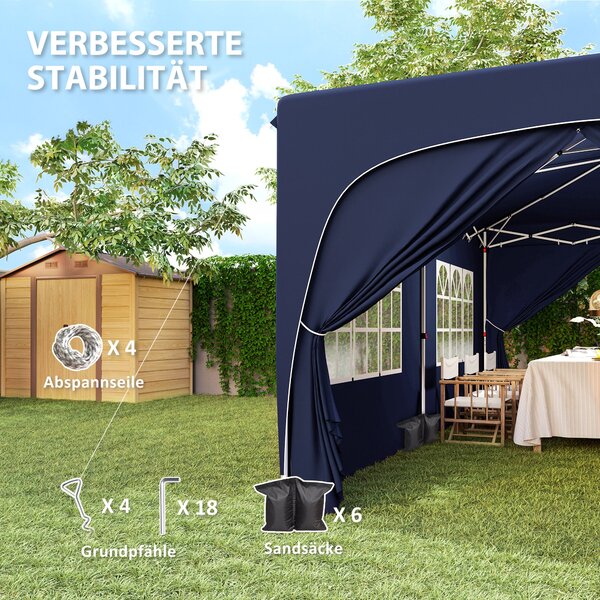 Pavilon Outsunny 3x6m, vodoodpudivý, pevný, zimní skládací pavilon, UV ochrana 50+, skládací párty stan s 6 bočními panely, taška na zahradní pavilon