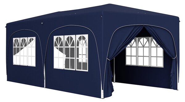 Pavilon Outsunny 3x6m, vodoodpudivý, pevný, zimní skládací pavilon, UV ochrana 50+, skládací párty stan s 6 bočními panely, taška na zahradní pavilon