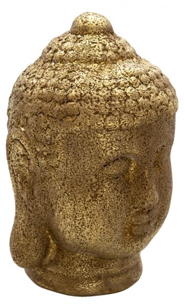 Zlatá keramická dekorace hlava Buddhy – 14x14x23 cm