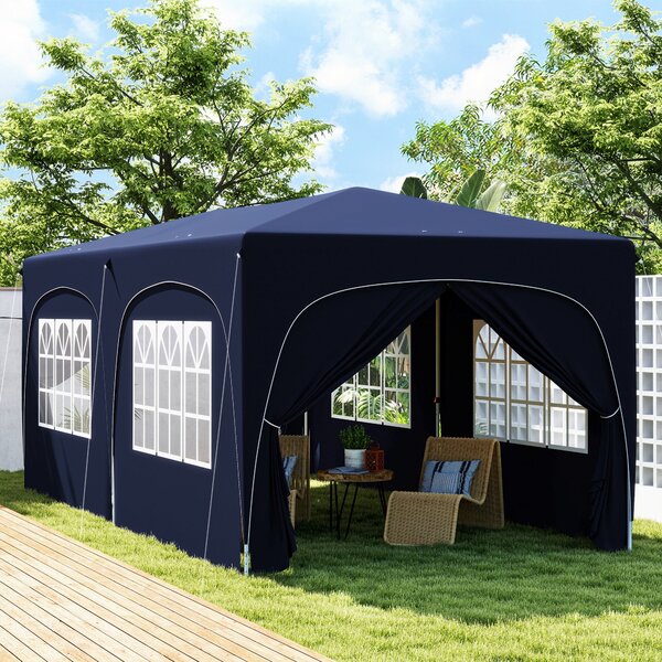 Pavilon Outsunny 3x6m, vodoodpudivý, pevný, zimní skládací pavilon, UV ochrana 50+, skládací párty stan s 6 bočními panely, taška na zahradní pavilon