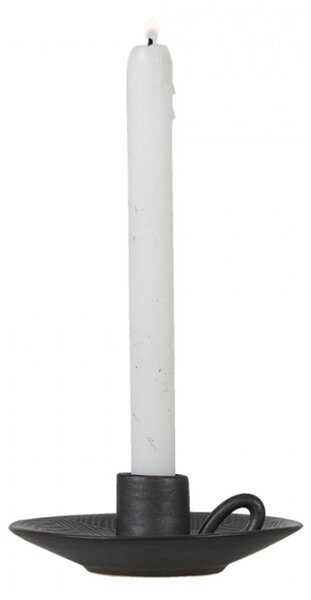 Černý keramický svícen – 13x4 cm