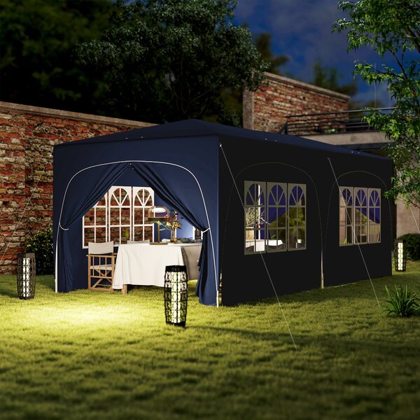 Pavilon Outsunny 3x6m, vodoodpudivý, pevný, zimní skládací pavilon, UV ochrana 50+, skládací párty stan s 6 bočními panely, taška na zahradní pavilon