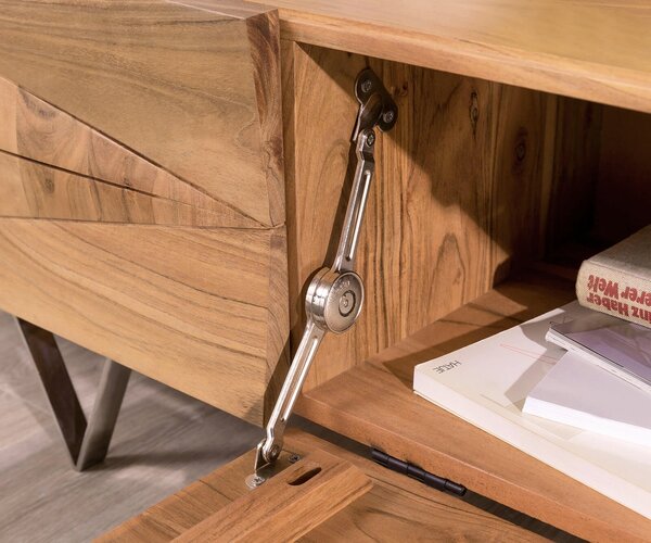DELIFE Designový TV stolek Wyatt 175 cm akácie přírodní 2 dvířka 1 výklopná dvířka