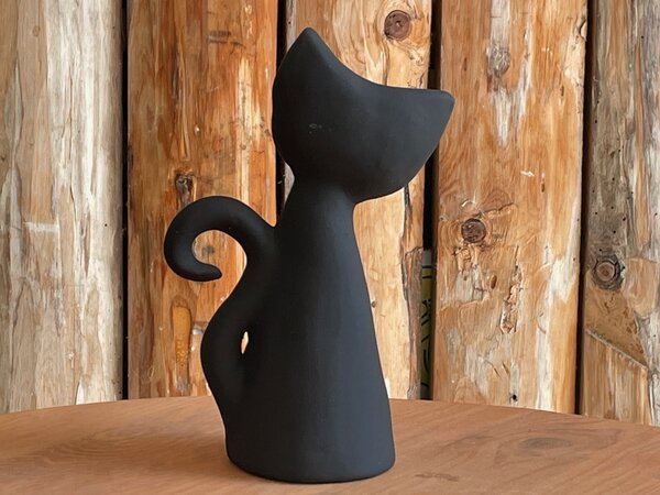 Keramika Andreas Černá keramická kočka Popelka, stojící soška 17 cm
