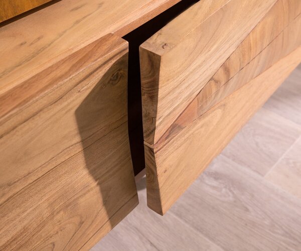 DELIFE Designový TV stolek Wyatt 175 cm akácie přírodní 2 dvířka 1 výklopná dvířka