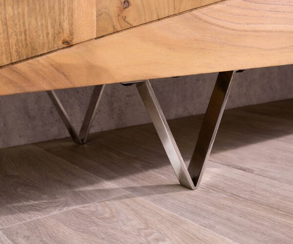 DELIFE Designový TV stolek Wyatt 175 cm akácie přírodní 2 dvířka 1 výklopná dvířka