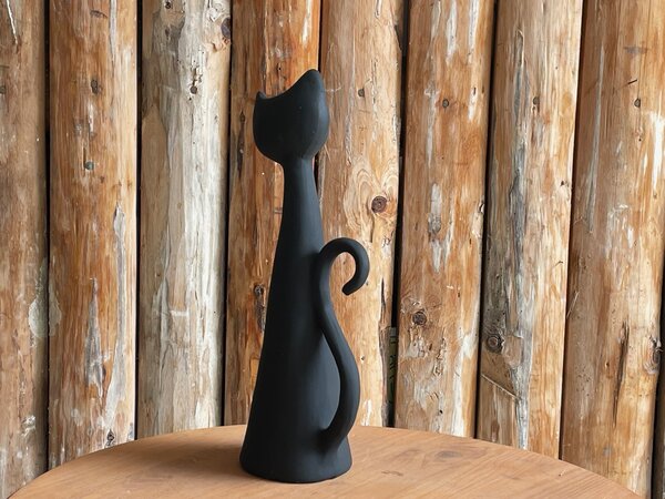Keramika Andreas Černá keramická kočka Popelka, stojící soška 31 cm