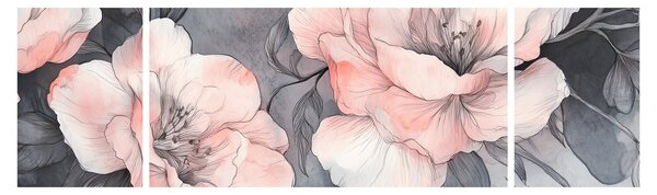 Obraz - Skica květin (170x50 cm)