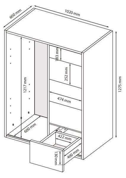 Komoda 1dv 5šx (Bílá) Case