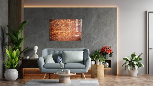 Allboards,Skleněná magnetická tabule- dekorativní obraz CIHLOVÁ ZEĎ 60x40 cm,TS64_30005