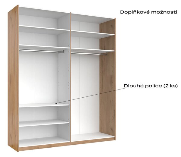 Skříň s posuvnými dveřmi 2.0x2.4m (Dveře Mat Láva/Zrcadlo), série N Luna