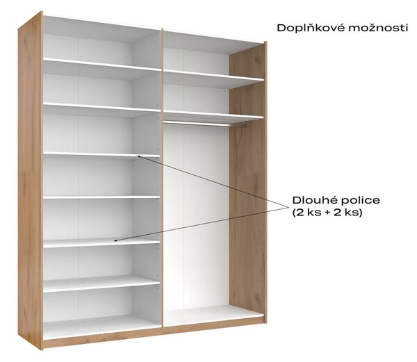 Skříň s posuvnými dveřmi 2.0x2.4m (Dveře Mat Láva/Zrcadlo), série N Luna