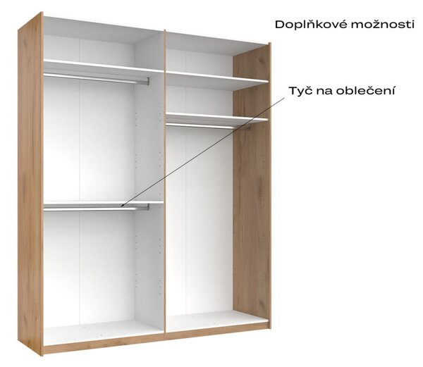 Skříň s posuvnými dveřmi 2.0x2.4m (Dveře Mat Láva/Zrcadlo), série N Luna