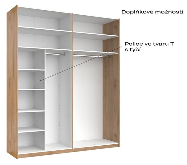 Skříň s posuvnými dveřmi 2.0x2.4m (Dveře Mat Láva/Zrcadlo), série N Luna